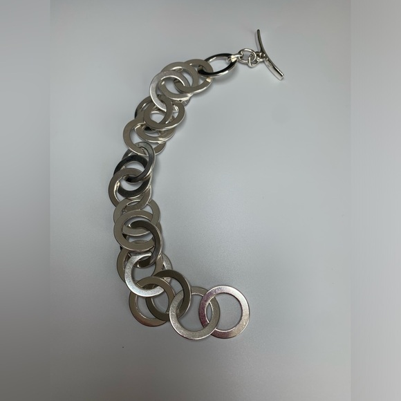 Silpada RARE VHTF Sterling Silver INTERLOCKING DISC Toggle Closure Bracelet 8.5” - Picture 7 of 8